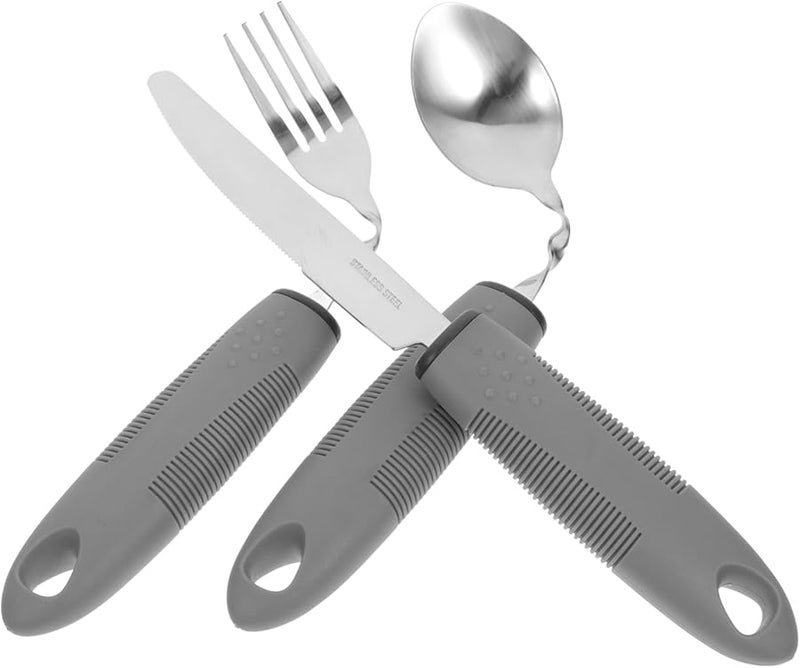 Adaptive Eating Utensils Set For Elderly And Patients Easy Grip Anti Tremble Silverware - Image 1